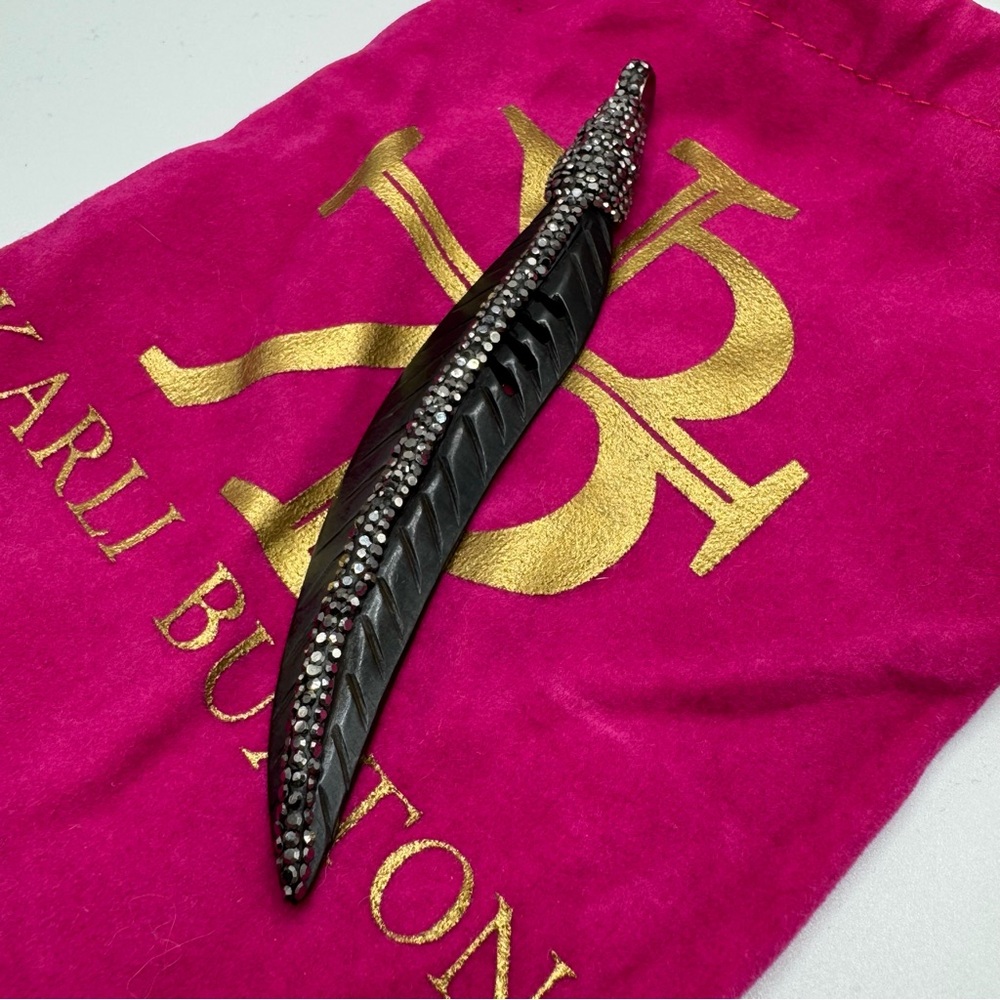 Karli Buxton Black and Silver Large Feather Charm